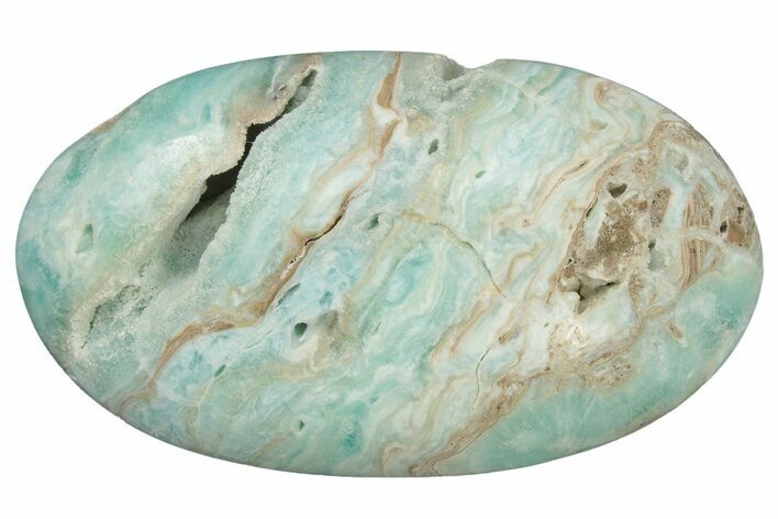 Polished Blue Caribbean Calcite Palm Stone #236777